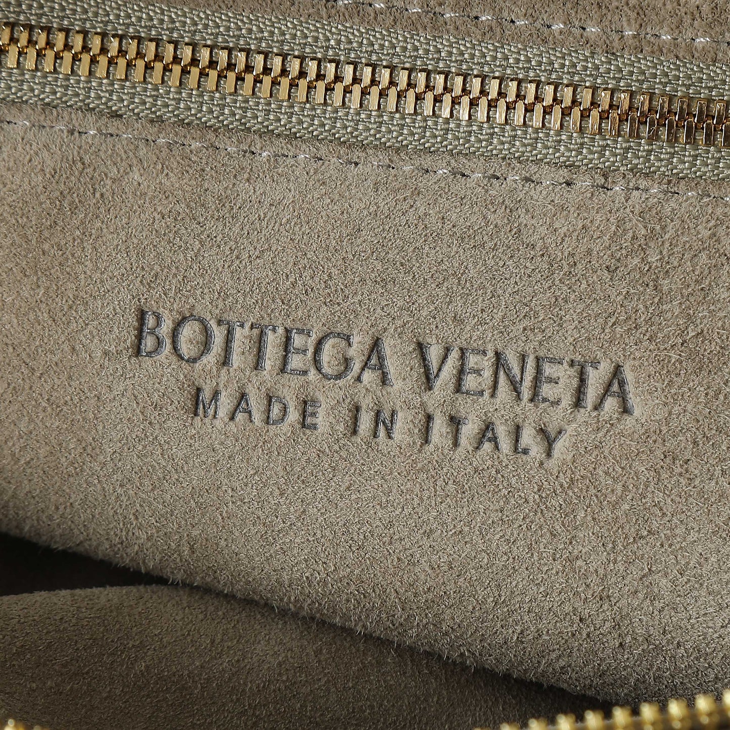 BOTTEGA VENETA 25S SMALL JODIE 48 IN MUTED TAUPE SUEDE GOLD HARDWARE