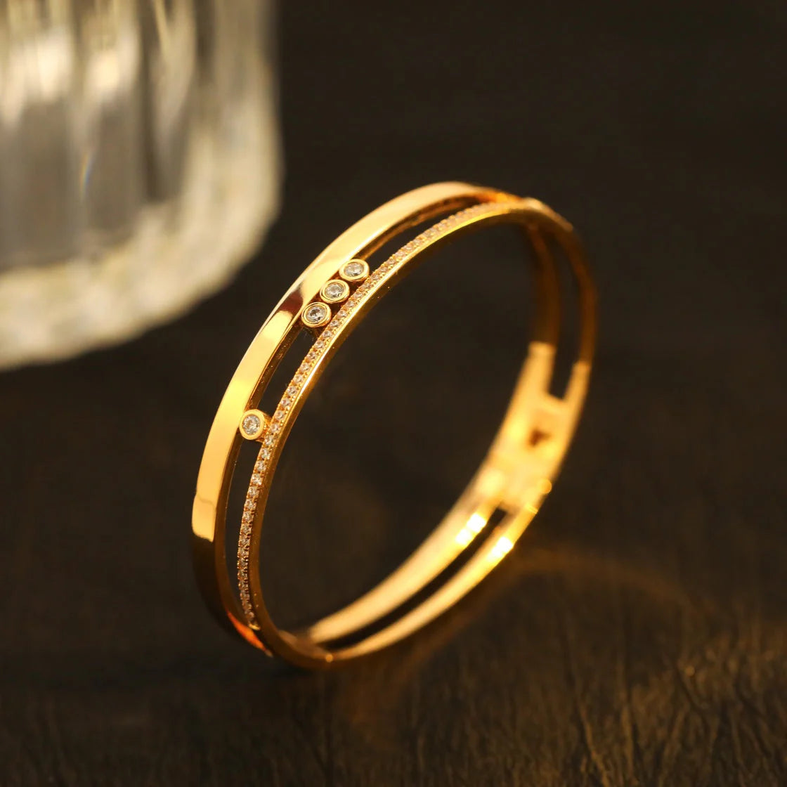 [Clover Jewelry]Move Romane Diamond Bangle Bracelet