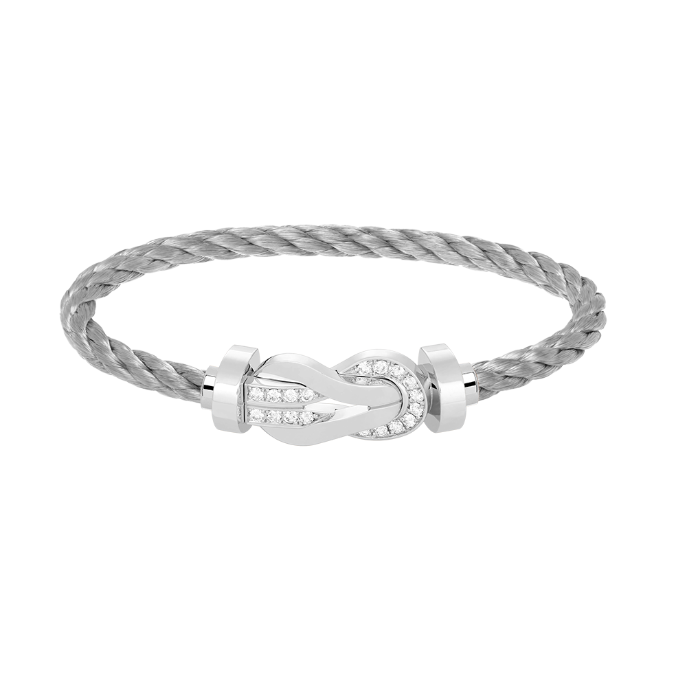 [Clover Jewelry]CHANCE LARGE 8 FIGURE BUCKLE HALF DIAMOND BRACELET SILVER