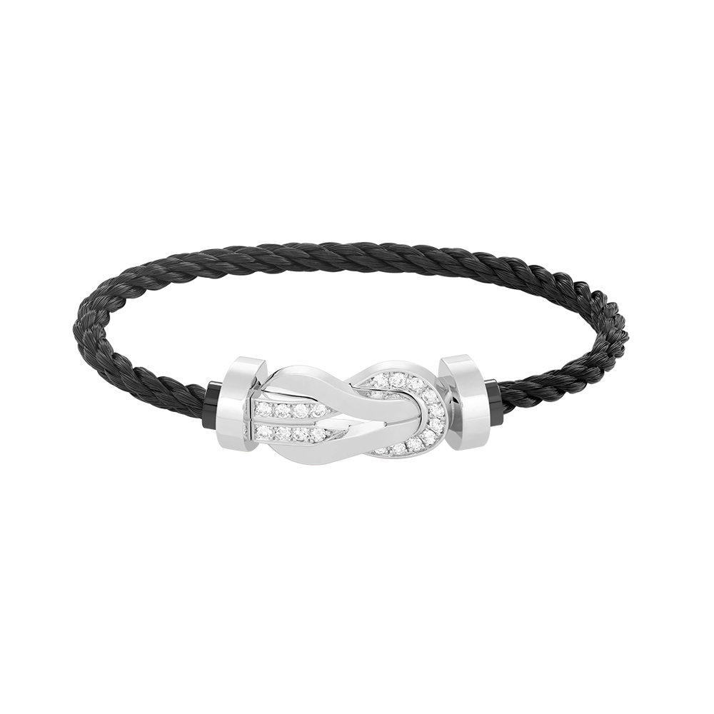 [Clover Jewelry]CHANCE LARGE 8 FIGURE BUCKLE HALF DIAMOND BRACELET SILVER