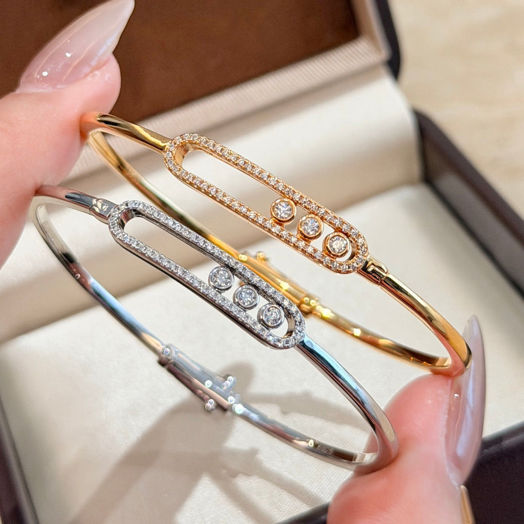 [Clover Jewelry]Move Pavé Diamond Bangle Bracelet M