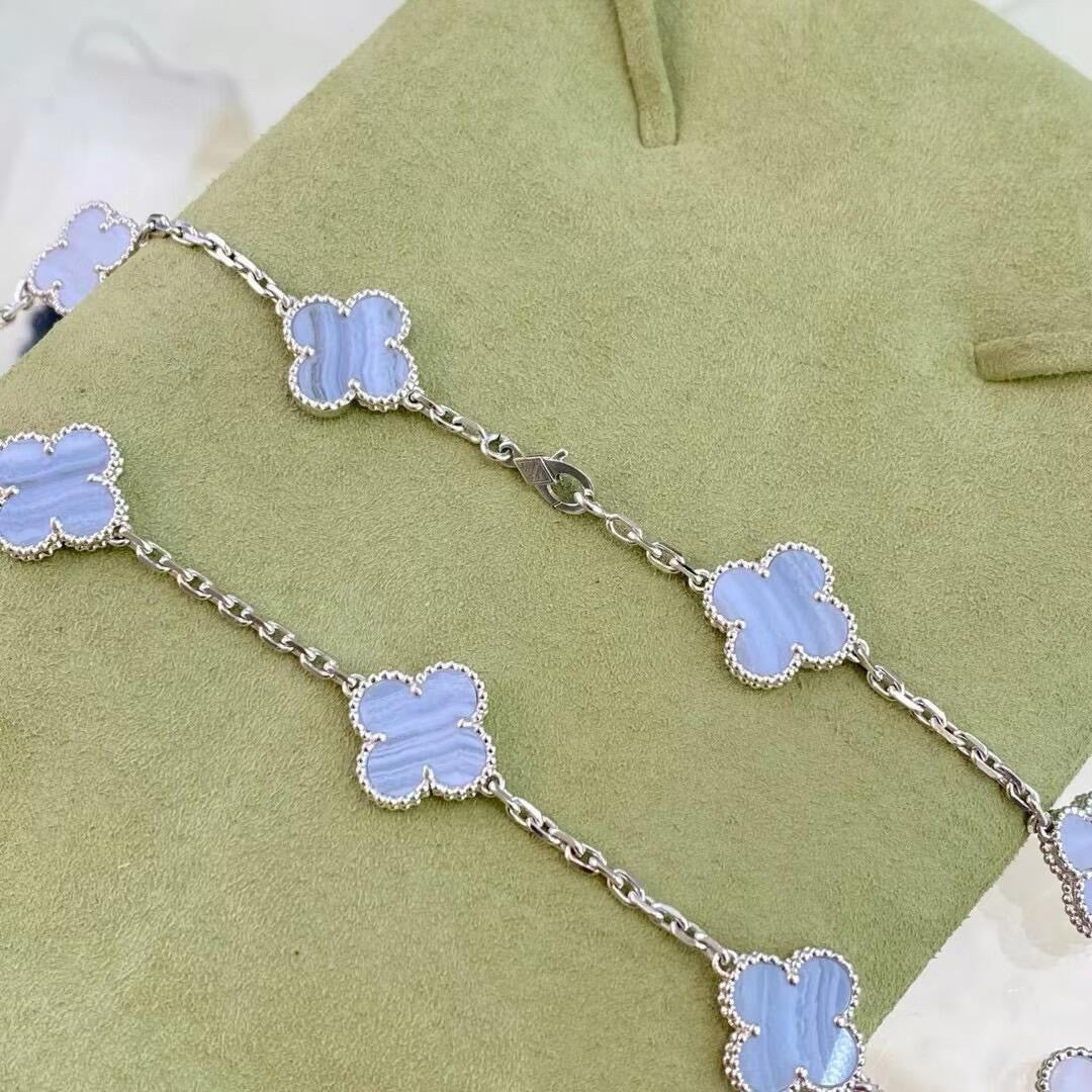 [Clover Jewelery]CLOVER 10 MOTIFS PURPLE CHALCEDONY NECKLACE