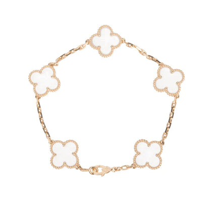 [Clover Jewelery]CLOVER 5 MOTIF ROCK CRYSTAL PINK GOLD BRACELET
