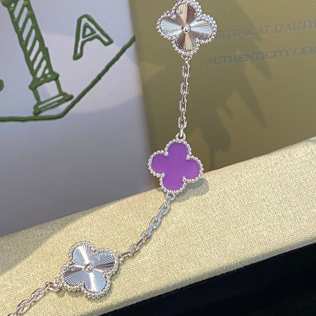 [Clover Jewelry]CLOVER  5 MOTIFS  PURPLE VIOLET BRACELET SILVER