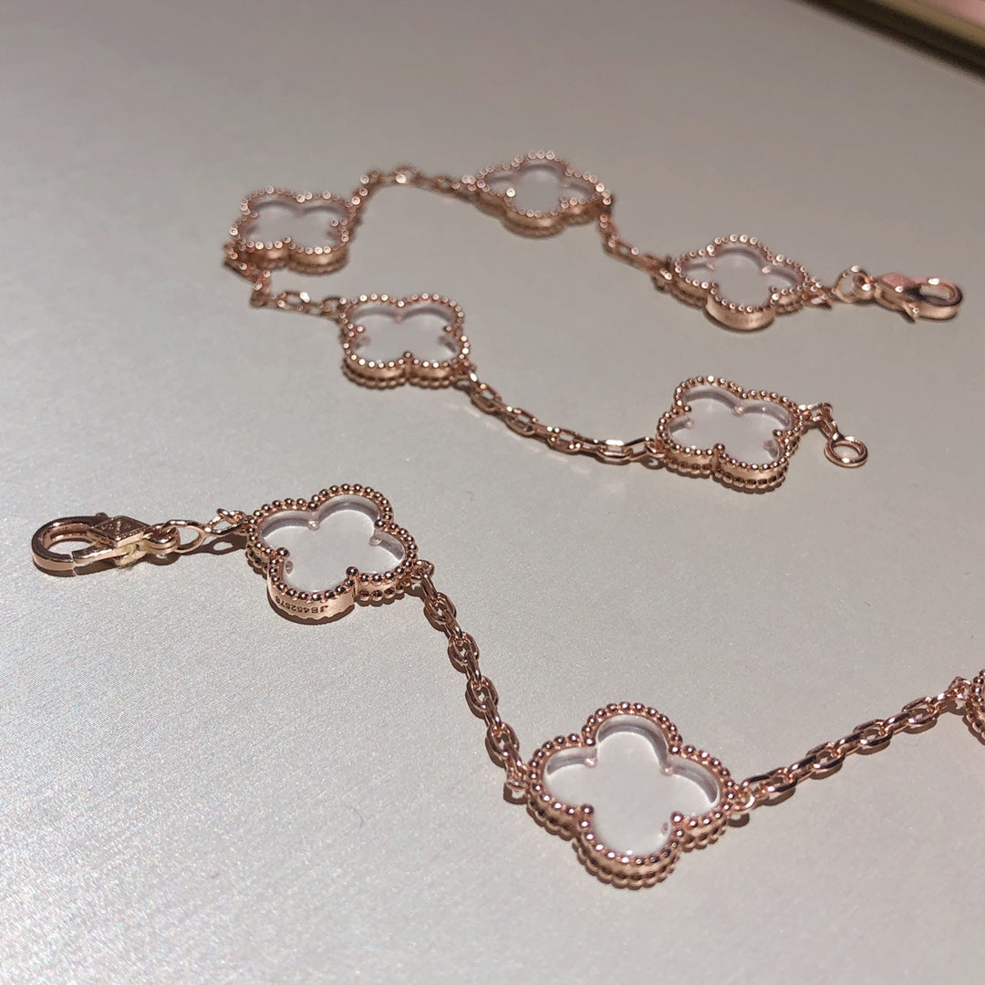 [Clover Schmuck]CLOVER 5 MOTIV BERGKRISTALL ROSÉGOLD-ARMBAND