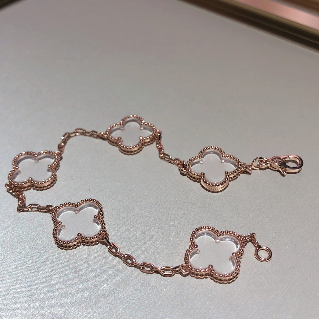 [Clover Schmuck]CLOVER 5 MOTIV BERGKRISTALL ROSÉGOLD-ARMBAND