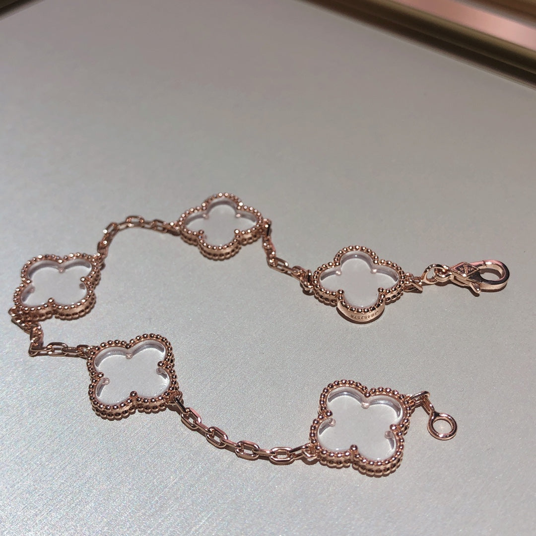 [Clover Schmuck]CLOVER 5 MOTIV BERGKRISTALL ROSÉGOLD-ARMBAND