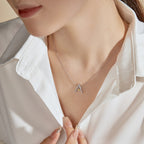 [Clover Jewelry]Sparkling "A" Shape Necklace