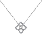 [Clover Jewelry]Exquisite Flower Shape Princess Cut Necklace