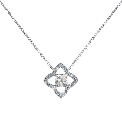 [Clover Jewelery]Exquisite Flower Shape Princess Cut Necklace