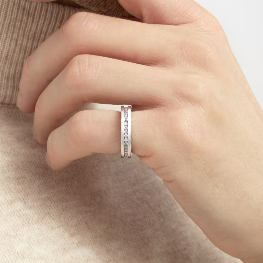 [Clover Jewelery]ZERO 1 ONE-BAND PAVED DIAMONDS ON THE SPIRAL RING