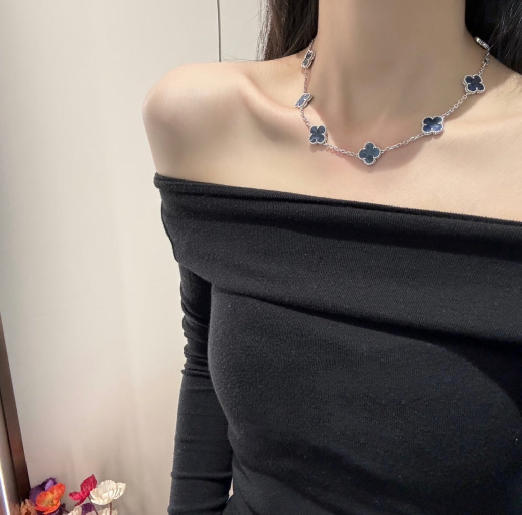[Clover Jewelry]クローバー 10モチーフ ビーズ ストーン ネックレス