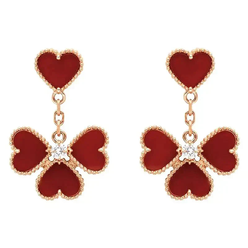 [Clover Jewelery]SWEET CLOVER CARNELIAN EARRINGS