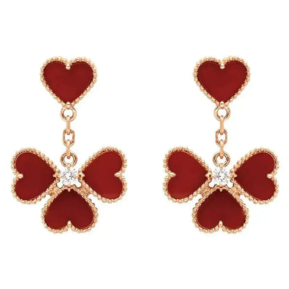 [Clover Jewelery]SWEET CLOVER CARNELIAN EARRINGS
