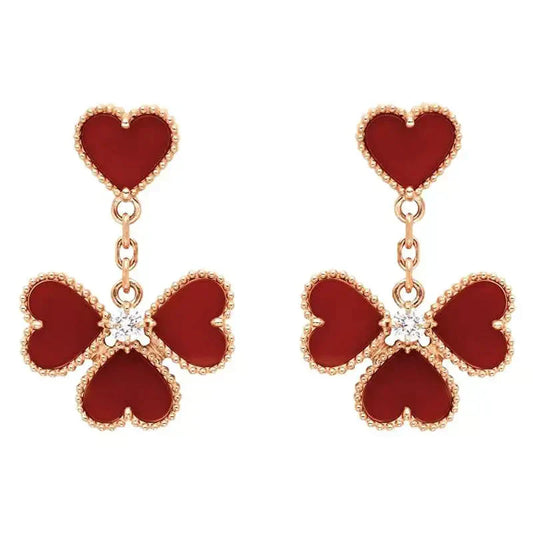 [Clover Jewelery]SWEET CLOVER CARNELIAN EARRINGS