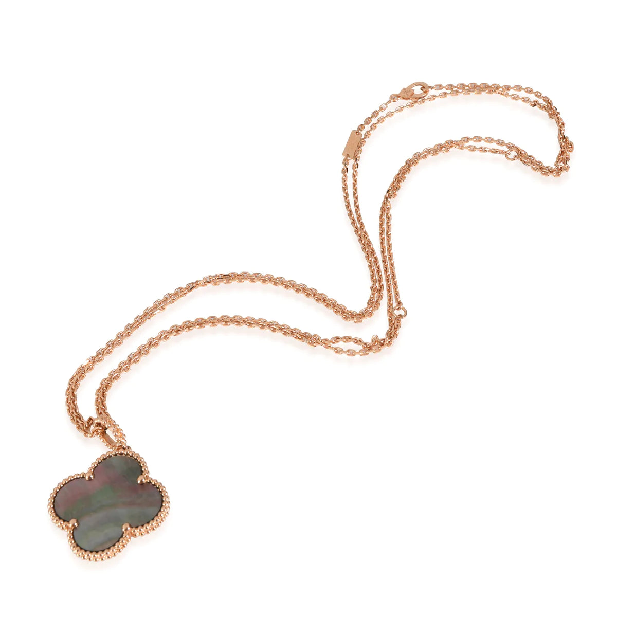 [Clover Jewelry]CLOVER 25MM GOLD DUNKEL MOP GROSSE KLEEB LILIE HALSKETTE