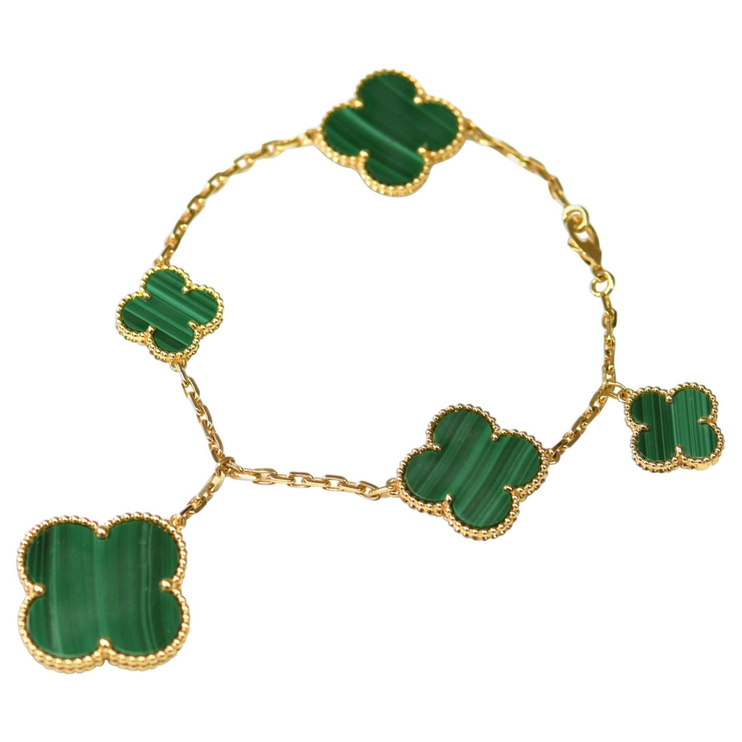 [Clover Jewelery]MAGIC CLOVER MALACHITE GOLD BRACELET 5 MOTIFS
