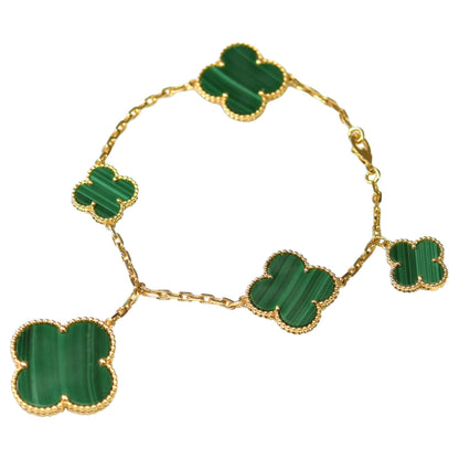 [Clover Jewelery]MAGIC CLOVER MALACHITE GOLD BRACELET 5 MOTIFS