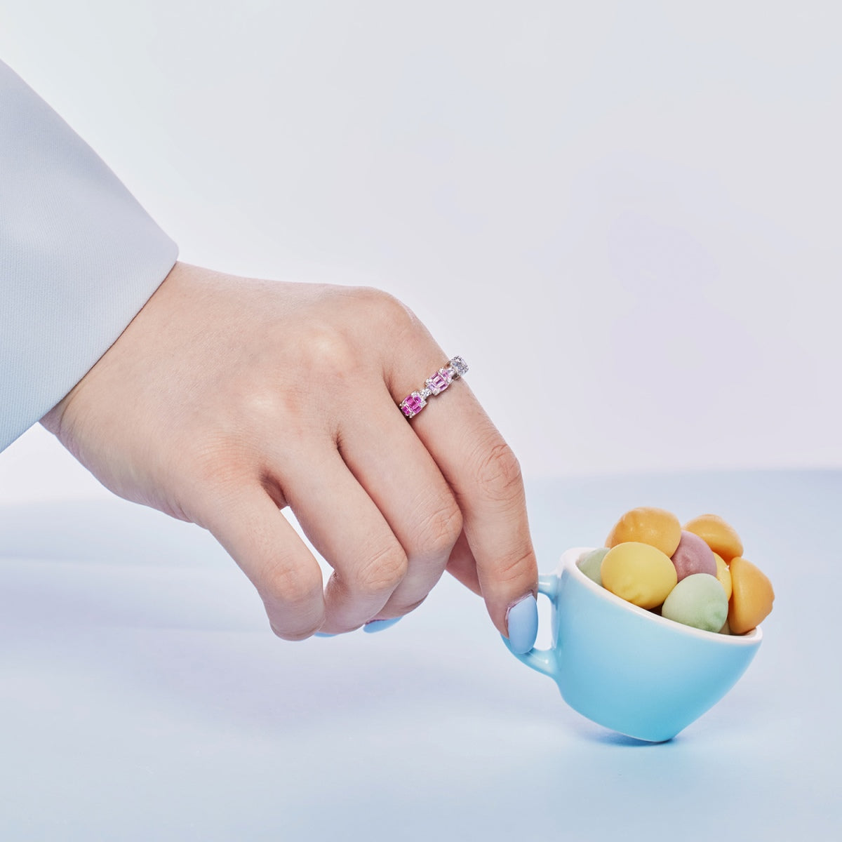 [Clover Jewellery]Einzigartiger bunter Partyring im Smaragdschliff