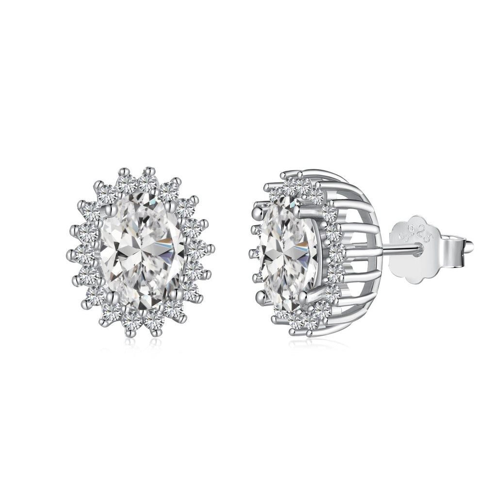 [Clover Jewelry]Zarte strahlende ovale Alltags-Ohrringe