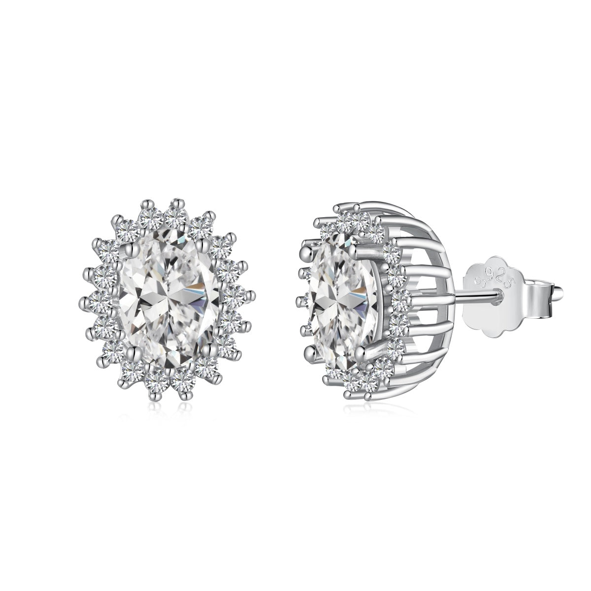 [Clover Jewelry]Zarte strahlende ovale Alltags-Ohrringe