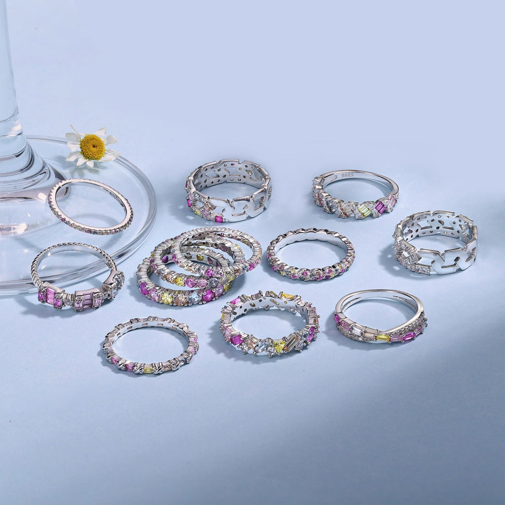 [Clover Jewelry]Radiant Sparkling Round Cut Daily Ring