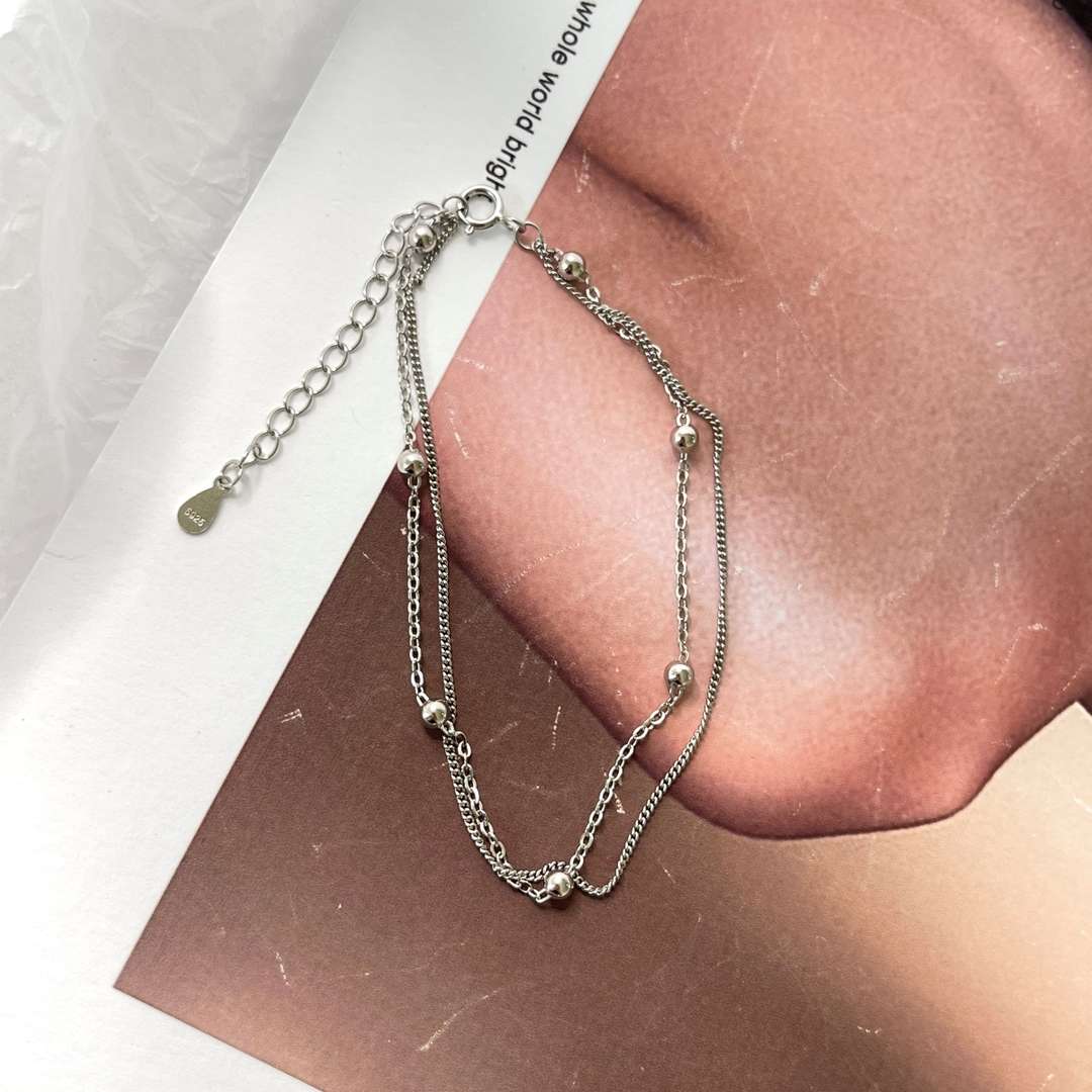 [Clover Jewelery]Delicate Bead Double Layer Bracelet
