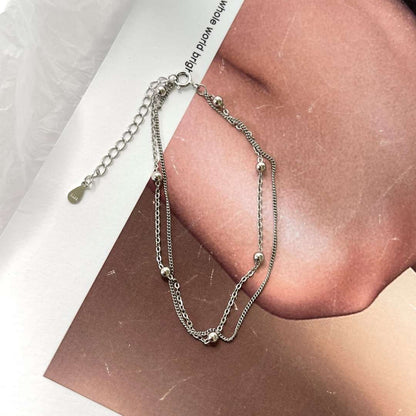 [Clover Jewelery]Delicate Bead Double Layer Bracelet