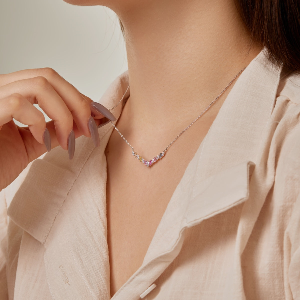 [Clover Jewelery]Dazzling Rainbow Necklace