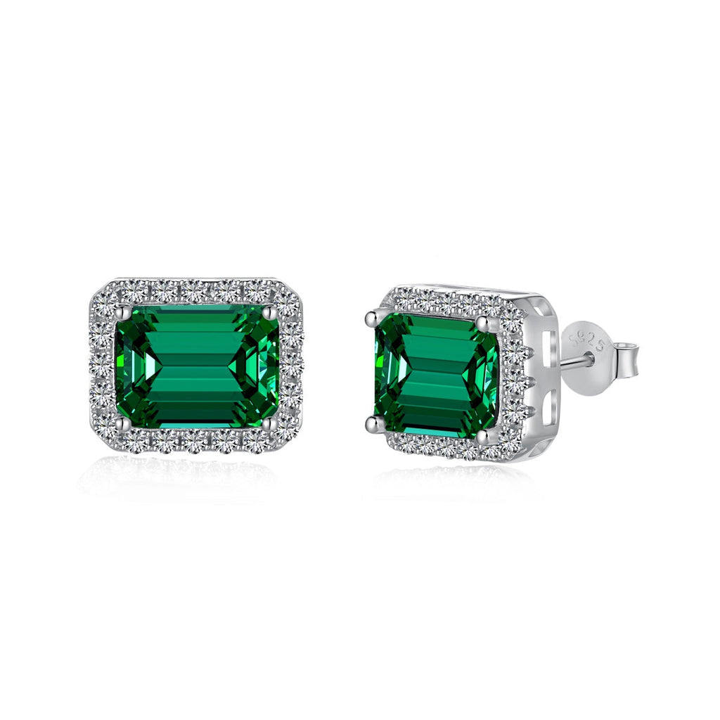 [Clover Jewelry]Luxuriöse zierliche smaragdgeschliffene Bankett-Ohrringe