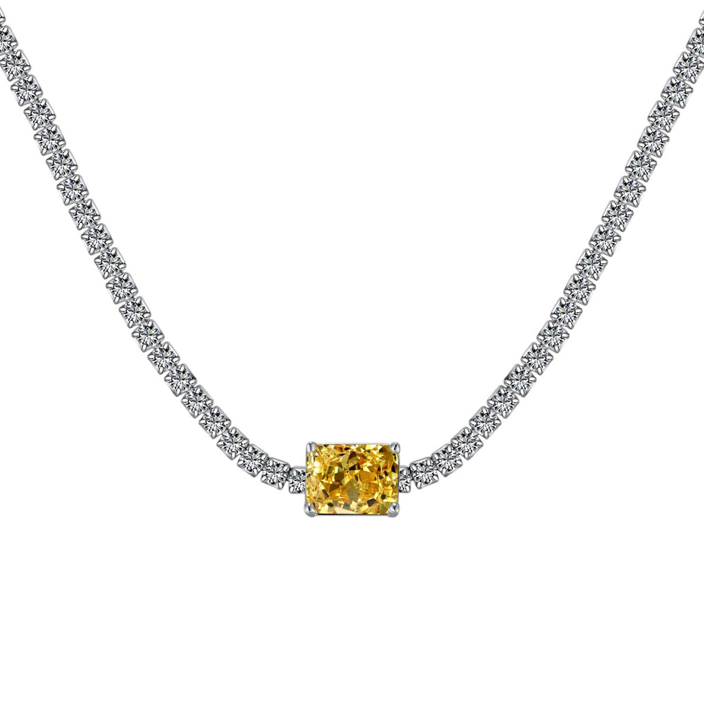 [Clover Jewelry]2.0 carat Ornate Emerald Cut Necklace