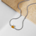 [Clover Jewelry]2.0 carat Ornate Emerald Cut Necklace