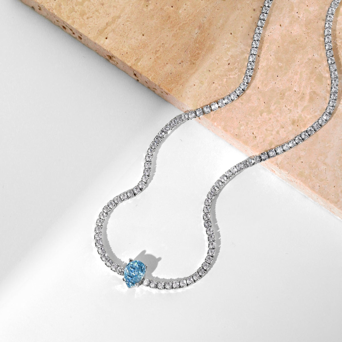 [Clover Jewelery]1.0 carat Unique Pear Cut Tennis Necklace