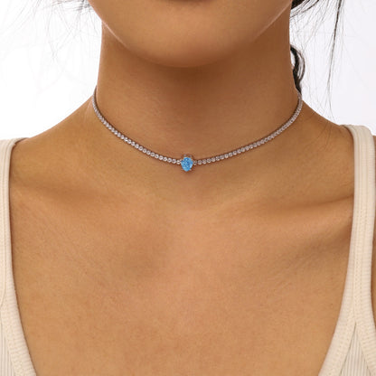 [Clover Jewelery]1.0 carat Unique Pear Cut Tennis Necklace