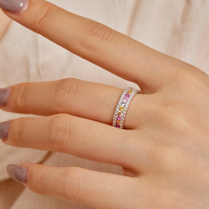 [Clover Jewelery]Delicate Colorful Round Cut Daily Ring