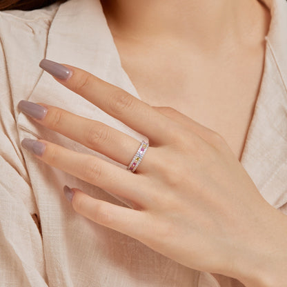 [Clover Jewelery]Delicate Colorful Round Cut Daily Ring