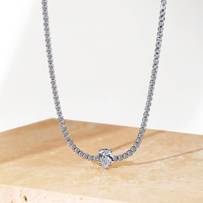 [Clover Jewelery]1.0 carat Unique Pear Cut Tennis Necklace