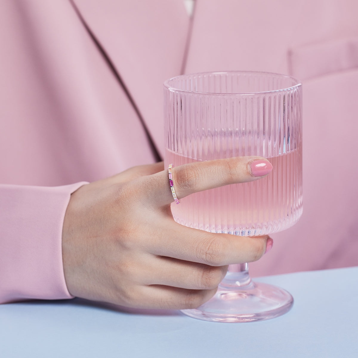 [Clover Jewellery]Exquisiter mehrfarbiger Smaragdschliff-Tagesring