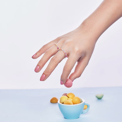 [Clover Jewellery]Exquisiter mehrfarbiger Smaragdschliff-Tagesring