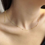 [Clover Jewelry]Kleine Perlen-Schlüsselbeinkette Schlichte Halskette