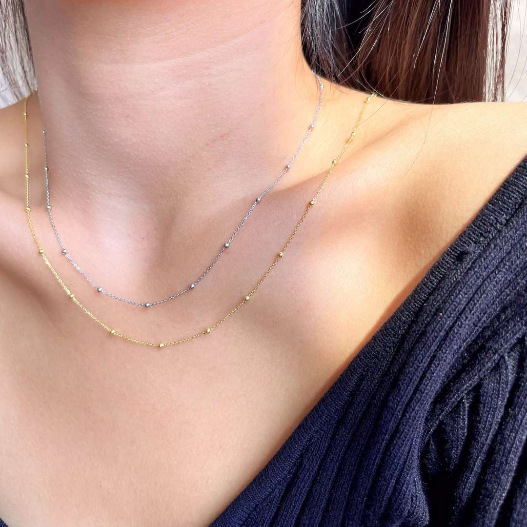 [Clover Jewelry]Kleine Perlen-Schlüsselbeinkette Schlichte Halskette
