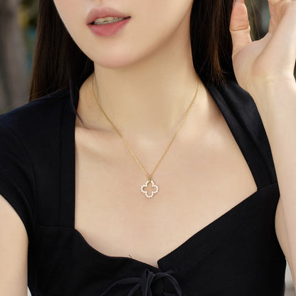 [Clover Jewelery]Four-Leaf Clover Hollow Design Exquisite Necklace