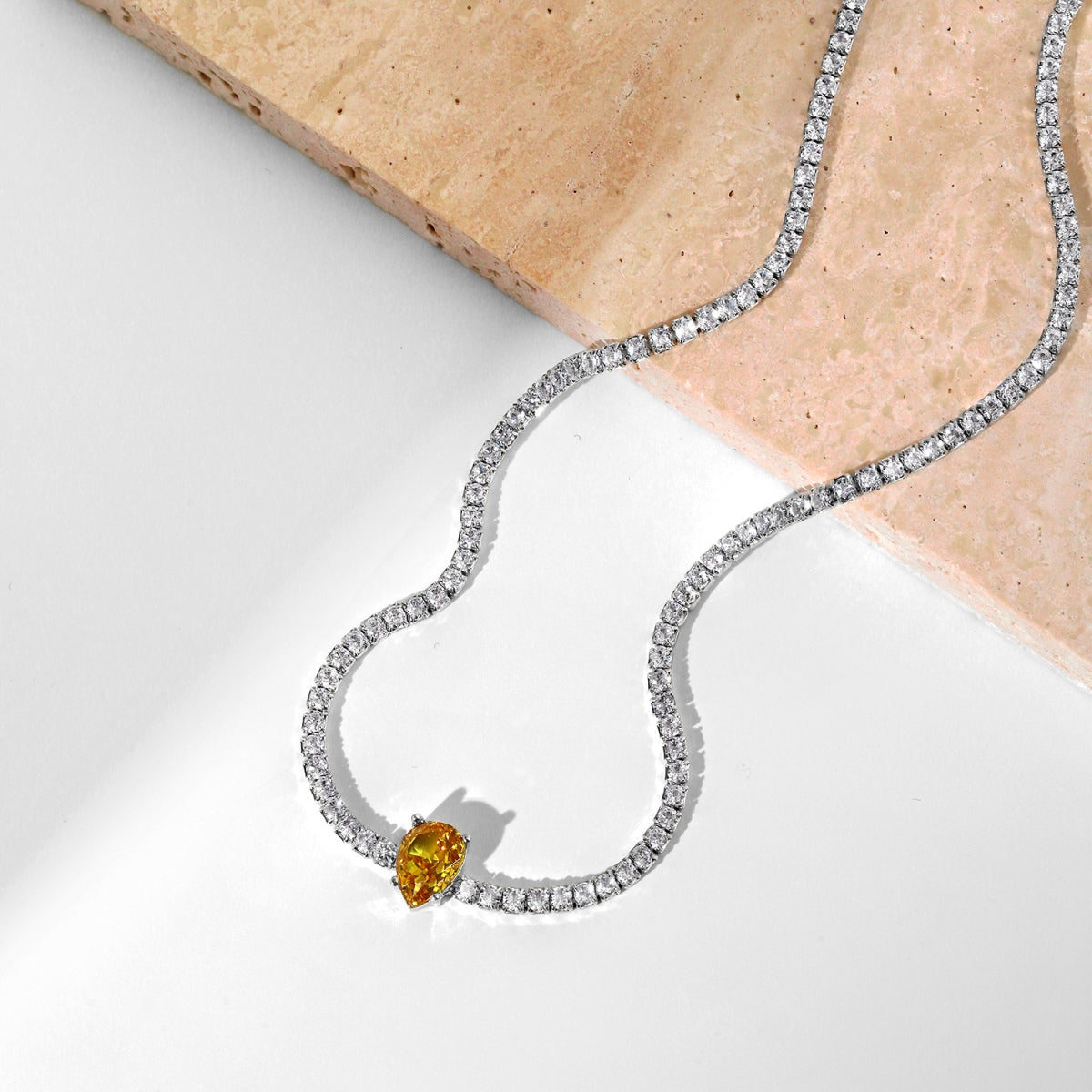 [Clover Jewelery]1.0 carat Unique Pear Cut Tennis Necklace