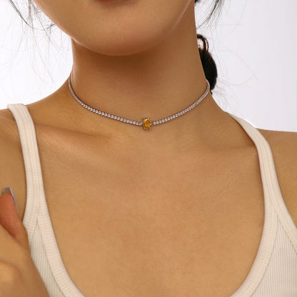 [Clover Jewelery]1.0 carat Unique Pear Cut Tennis Necklace