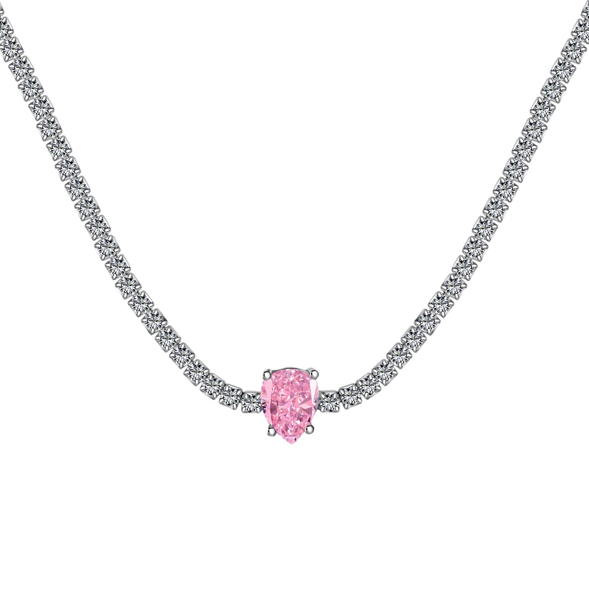 [Clover Jewelery]1.0 carat Unique Pear Cut Tennis Necklace