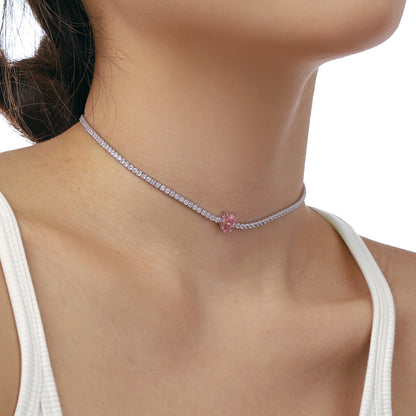 [Clover Jewelery]1.0 carat Unique Pear Cut Tennis Necklace