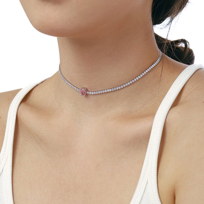 [Clover Jewelery]1.0 carat Unique Pear Cut Tennis Necklace