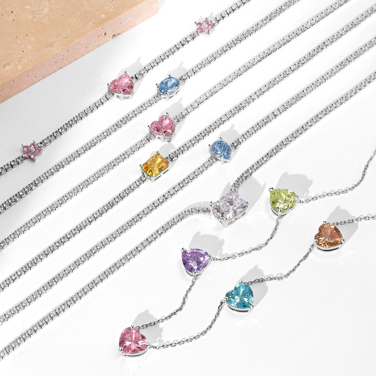 [Clover Jewelery]Dazzling Pink Heart Flower Necklace