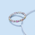 [Clover Jewelry]Sparkling Colorful Round Cut Tennis Ring