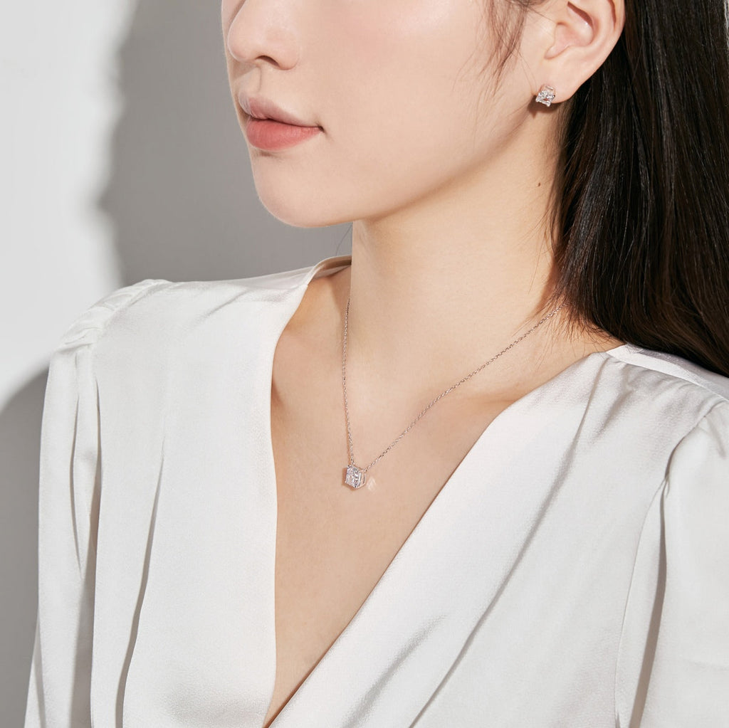 [Clover Jewelry]1,0 Karat Radiant Princess Cut Hochzeits-Ohrringe